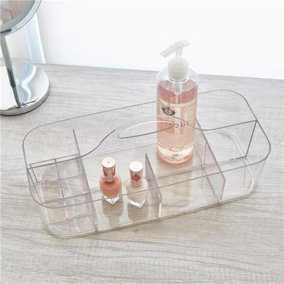 Clear Plastic Cosmetic Organizer Tote Makeup Storage Bin Bathroom Shower Caddy - Picture 2 of 7